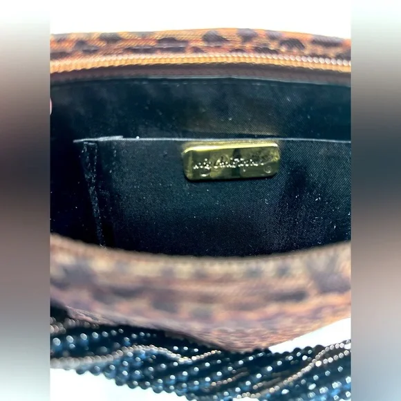 Vintage Inge Christopher Cheetah Print Beaded Handle Brushed Silk Evening Bag - Picture 4 of 7
